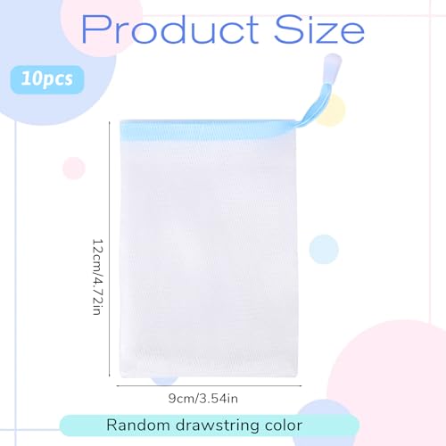 Exfoliating Mesh Soap Pouches Pack of 10 - Gentle Foam Net Bags for Bath & Shower