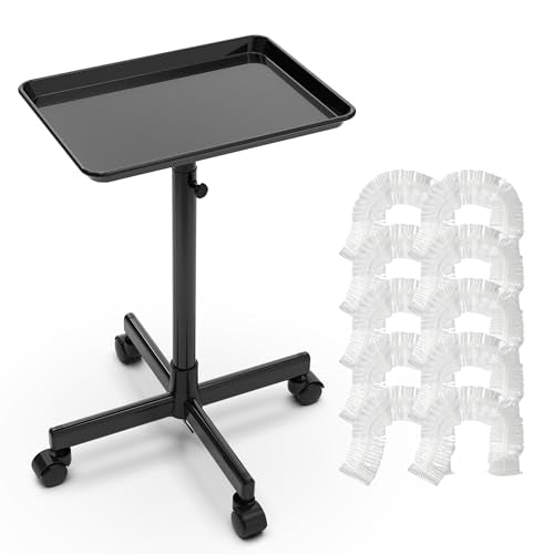 Rolling Salon Tray with Wheels & Adjustable Height