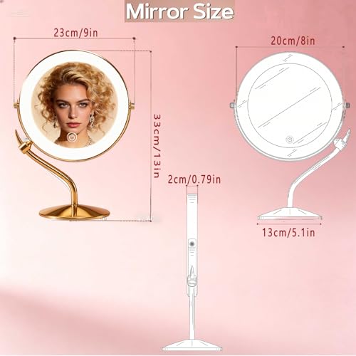 DEXHOM 8" Lighted Makeup Mirror with 1X/10X Magnification & LED Lights