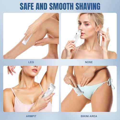 Bikini Trimmer for Women, 3 in 1 Electric Shaver for Women, Waterproof Pubic Body and Nose Hair Trimmer, Rechargeable Electric Razor for Underarm Leg Arm Body Nose
