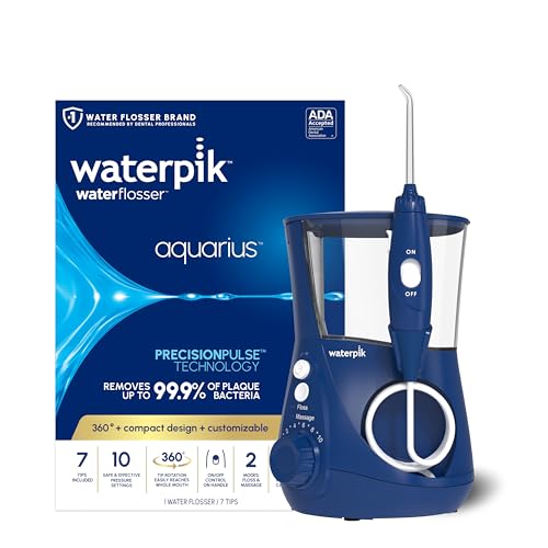 Waterpik Aquarius Countertop Water Flosser Blue - 10 Pressure Settings & 7 Tips