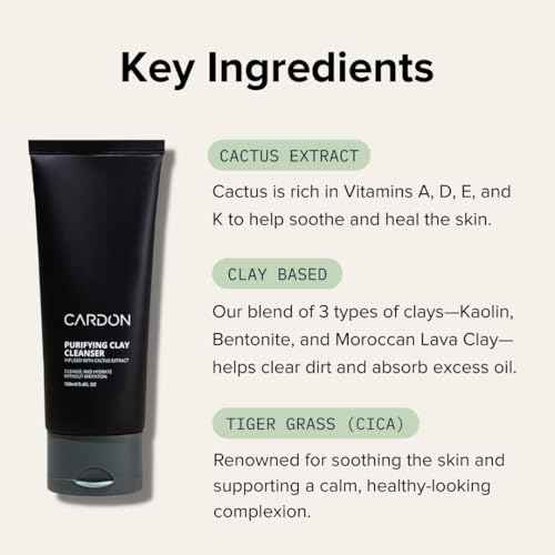 Cardon Men's Deep Pore Cleaning Clay Face Wash, 4x Better Than Charcoal, Oily, Acne-Prone Skin | Korean Premium Skin Care | Remove Face Oil & Dirt, (1 CT)