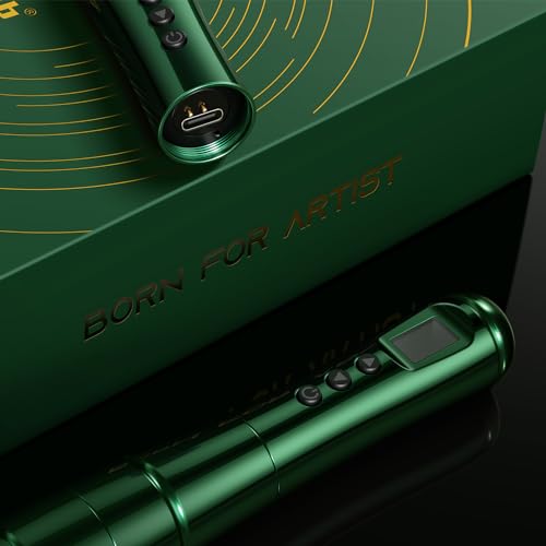 DKLAB Alioth Wireless Permanet Makeup Tattoo Pen Machine Kit Rotary Tattoo Gun with 2x Batteries Power Supply Lightweight Multi Functional Set for Professional Artists Permanent Makeup (Emerald)