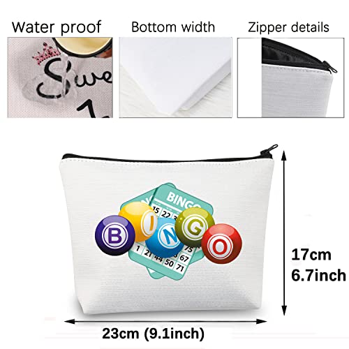 BGO Lover Gift Funny BGO Gifts BGO Makeup Bag Cosmetic Bag BGO Player Gifts BGO Game Gifts Travel Organizer Case (Bingo Bag White)