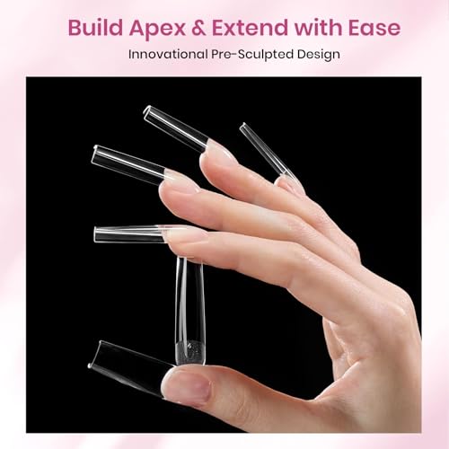 Beetles Tipex Instant Apex Nail Tips XL Square Clear 160pcs - Perfect for DIY Extensions