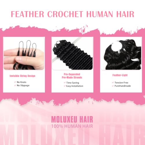 18 Inch Deep Wave Crochet Hair for Black Women - 60g Pre-Separated