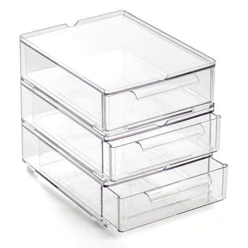 BINO Clear Stackable Storage Drawers 3-Pack Small