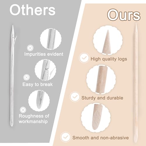 400 Pcs Orange Wood Cuticle Sticks - 4.5 Inch Double-Ended Nail Tools