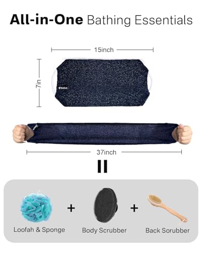 Exfoliating Washcloth with Handles - Back Scrubber for Shower