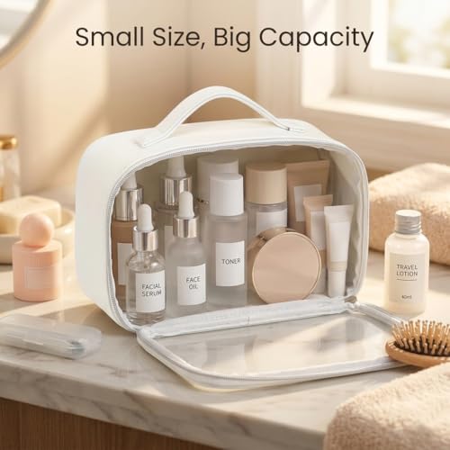 Travel Toiletry Bag with Clear Front & Handle - Waterproof