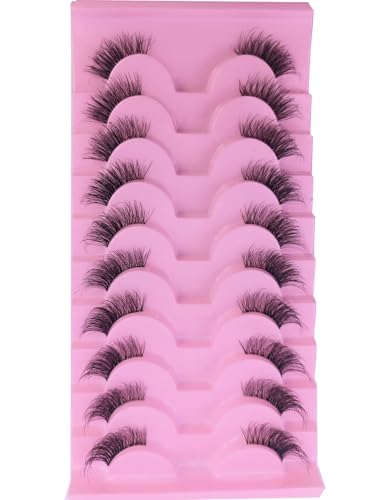 3D Mink Half Lashes 10 Pairs - Natural Short Length, Reusable