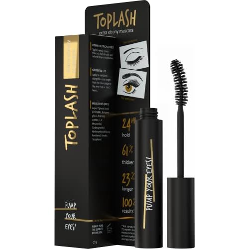 Toplash Extra Ebony Mascara with Keratin, Panthenol and Vitamin E