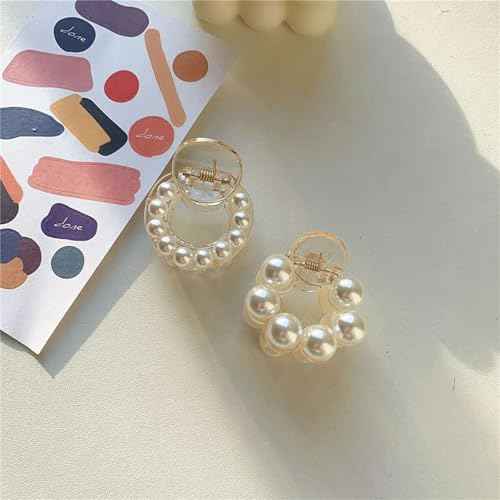 Pearl Hair Clips for Women, Small Hair Claw Clip Strong Hold,Mini Banana Jaw Clip Barrettes Nonslip,Hair Accessories Set Birthday Wedding Gift for Girl Thick Thin Curly Hair(5 PCS)