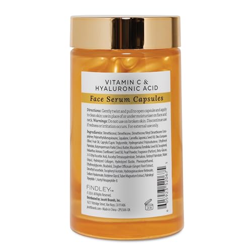 Findley Brightening Face Serum with Vitamin C & Hyaluronic Acid | Hydrating & Radiance Boosting | Improves Skin¡¯s Appearance (60 pcs, 2.7oz)
