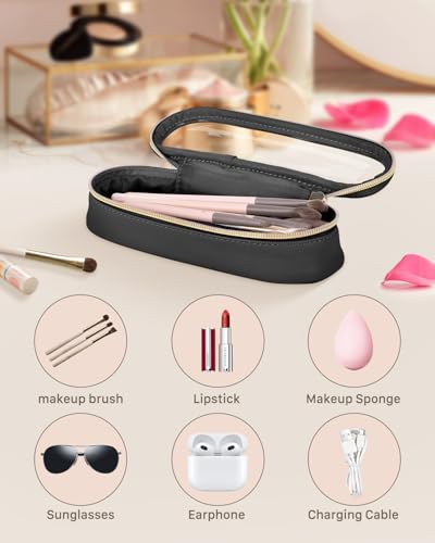 Soimeat Small Black Clear Travel Makeup Brush Holder - Waterproof Cosmetic Case