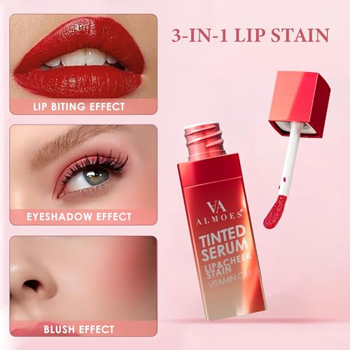 ALMOES Rose Lip Stain – Long Lasting Tint with Vitamin C & E