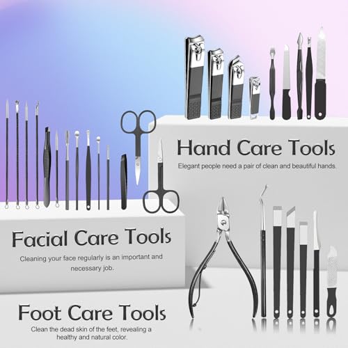 30-Piece Professional Manicure Pedicure Kit for Men - Travel Nail Care Set