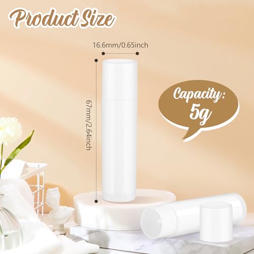100 Pcs 5g Empty Lip Balm Containers Plastic Lipstick Tubes Refillable Lip Gloss Bottles for DIY Deodorant Balm Cosmetic - Wihte