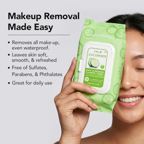 Cala Cucumber Makeup Remover Wipes, 60 Sheets