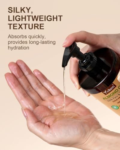 Yoken Organic Almond Oil 16 oz - 100% Pure Cold Pressed Moisturizer