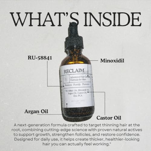 RU58841 + MINOXIDIL (60ml) Hair Growth Support Serum ? Promotes Thicker, Fuller Hair with Natural Hydrating Oils