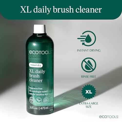 EcoTools XL Daily Brush Cleaner, Makeup Brush Spray Refill, Quick Dry Cleaning Solution For Beauty Tools, Fragrance Free, Extra Large Size, Cruelty-Free & Vegan, 16 fl oz./473 ml. Bottle