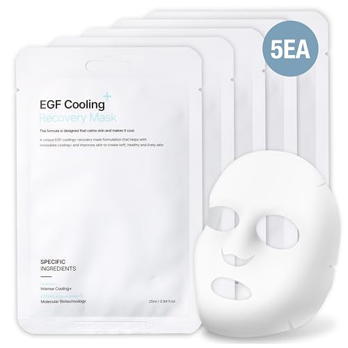 POESIA EGF Cooling + Recovery Sheet Mask Set ? -8¡ÆC Instant Chill | Korean Pore-Refining Face Mask with Allantoin, Witch Hazel & Ceramides | 5 Sheets | Soothes, Brightens, Tightens