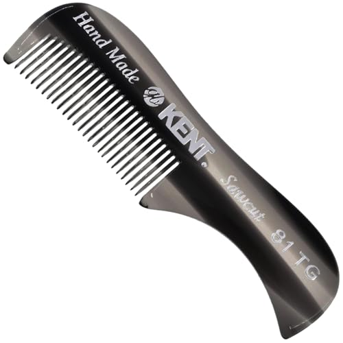 Kent A 81T Black Graphite X-Small Men's Beard Mustache Pocket Comb, Fine Toothed for Facial Hair Grooming and Styling. Hand-Made of Quality Cellulose Acetate, Saw-cut Hand Polished. Made in England