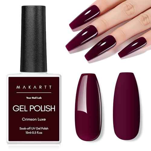 Makartt Dark Red Burgundy Gel Polish: 15ml Maroon Red Gel Nail Polish Fall Winter Soak Off UV LED Lamp Art Manicure Salon DIY Home Intense Color Gifts for Women Crimson Luxe