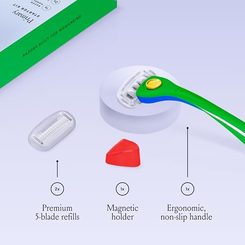 Billie Primary Women's Razor Kit - 1 Handle, 2 Refills & Magnetic Holder