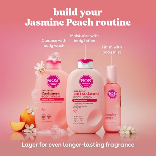 EOS Jasmine Peach Body Mist - Hydrating Floral Body Spray with Hyaluronic Acid & Glycerin, 6 fl oz