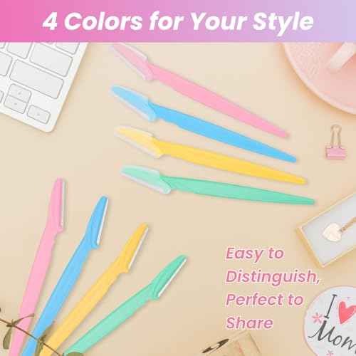 100 Pcs Eyebrow Razor and Face Razor for Women and Men, Safe and Beginner-Friendly Dermaplaning Tool with Protective Cover