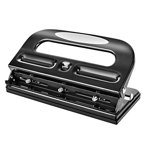 Amazon Basics 2/3 Hole Punch, Semi-Adjustable, 30 Sheet Capacity, Black