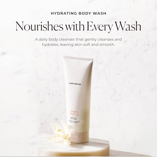 Laura Mercier Hydrating Body Wash, Foaming Daily Body Cleanser, Up to 10HR Hydration, Softens and Smooths Skin, Non-Drying Formula, Creamy Gel Texture