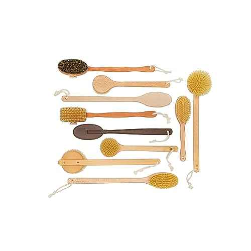REDECKER Bath Brush with Tampico Fiber Bristles and Oiled Beechwood Handle, 19-5/8-Inches Long, Made in Germany