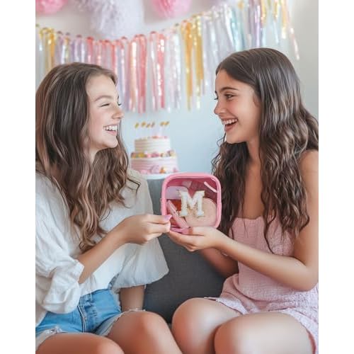 Pocmimut Makeup Bag,Teen Girl Gifts Trendy Stuff for 6 7 8 9 10 11 12 Year Old Girls,Initial Cosmetic Bag Gifts Graduation Teacher Gifts,Star