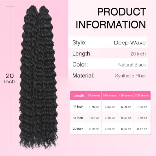 Feather Crochet Hair 20" Deep Wave - Hand-Tied Knotless Extensions