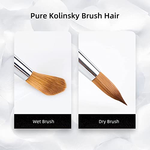 Aokitec 100% Kolinsky Acrylic Nail Brush #8 Oval Crimped Sable Acrylic Brush Wood Nail Art Brush for Acrylic Application Manicure Tool（Crystal）