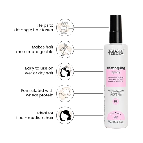 Tangle Teezer Detangling Spray for Fine & Medium Hair - Moisturises, Nourishes, Strengthens - Made with Wheat Protein - Vegan & Cruelty Free Gentle & Quick Detangling