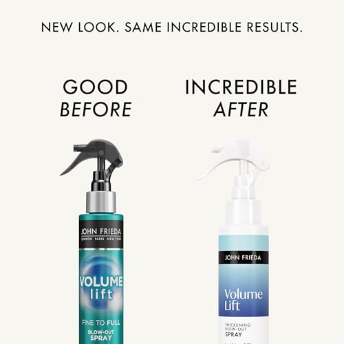 John Frieda Volume Lift Blow-Out Spray, Lightweight Volumizing Blow-Out Spray with Air-Silk Technology for Fine or Flat Hair, Adds Long-Lasting Volume, Texture, and Body for Thin hair, 4 Oz