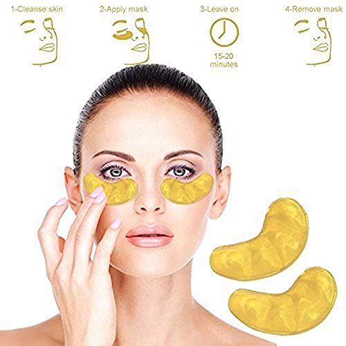 AICHUN BEAUTY 10/20/30/40/100 Pairs Crystal 24K Gold Powder Gel Collagen Eye Mask Sheet Patch, Anti Ageing, Remove Bags, Dark Circles & Puffiness, Skincare, Anti Wrinkle, Moisturising (10)