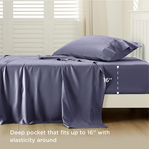 Bedsure Twin Sheets Set, Cooling Sheets Twin Size Bed Set, Rayon Derived from Bamboo, Twin Size Sheets, Breathable & Soft Bed Sheets, Hotel Luxury Silky Bedding Sheets & Pillowcases, Lilac