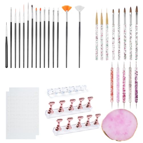 GASRONS Nail Art Kit with 23 Brushes & Dotting Pens for DIY Manicure