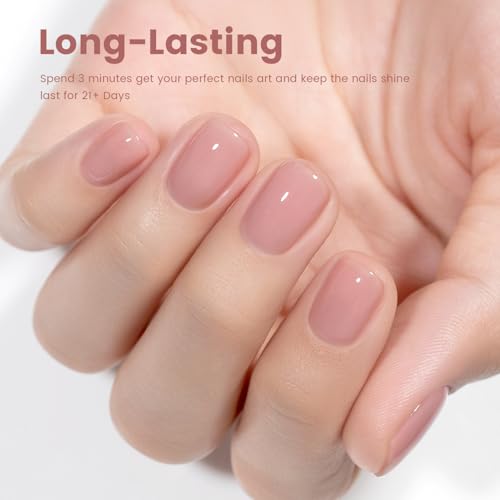 RARJSM Nude Sheer Jelly Gel Nail Polish - Neutral Mauve Pink (15ml)