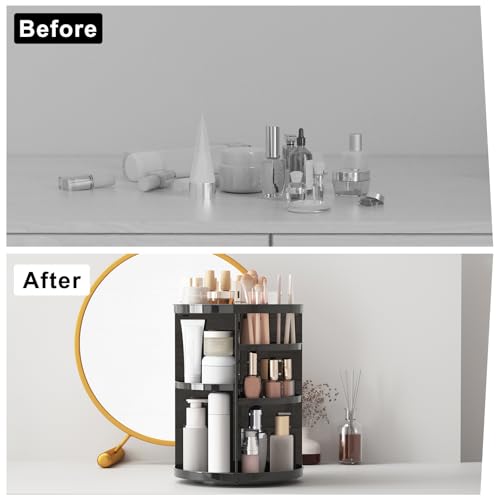 Jiavarry 8-Layer Rotating Makeup Organizer with Brush Holder