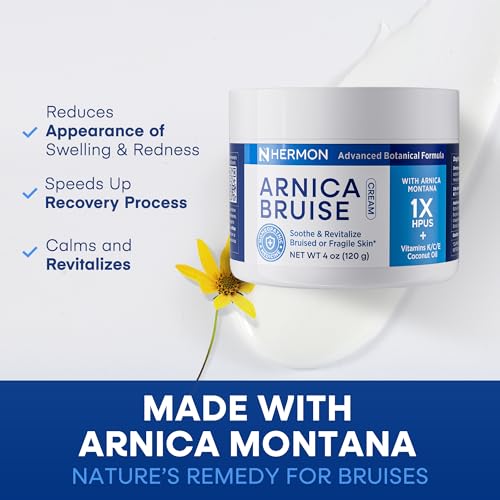 Hermon Arnica Bruise Cream Extra Strength: Fast-Acting for Bruising & Swelling on Thin Skin - High Strength Arnica Montana with Vitamins K, C & E?Hydrating Moisturizer for Face (4 oz(pack of 2))