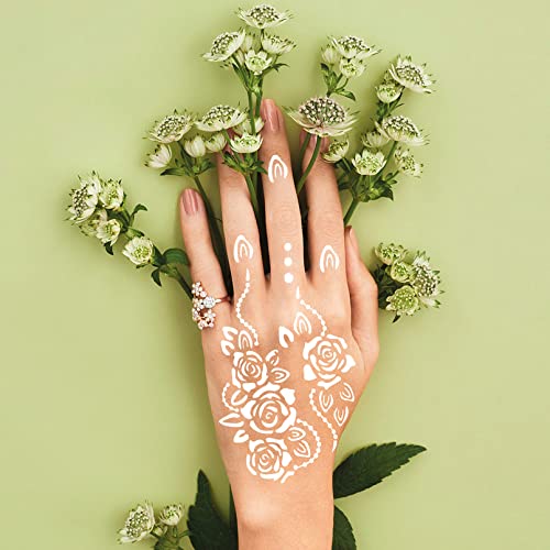 16 Sheets Henna Tattoo Stencils kit,Reusable Hand Stencils for Hand Glitter Airbrush DIY Tattooing Indian Temporary Tattoo Stickers, Gifts
