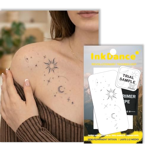 Celestial Sun Moon Stars Semi-Permanent Tattoo | 1-2 Week Wear