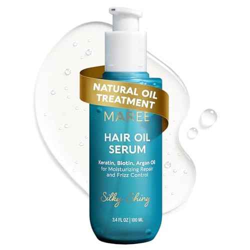 MAREE Hair Oil for Frizzy Hair with Argan Oil, Keratin & Biotin ? Hair Serum for Dry and Curly Hair Gloss ? Frizz Control Hair Care Products for Women ? Aceite Para el Cabello ? Keratin Hair Treatment