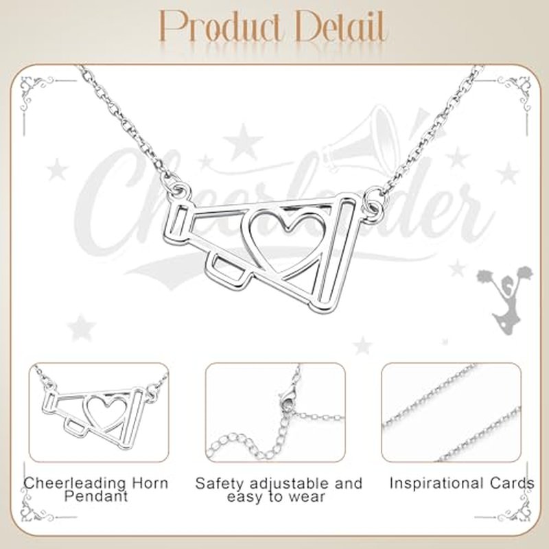 30 Pcs Cheerleader Megaphone Necklaces with Motivational Cards